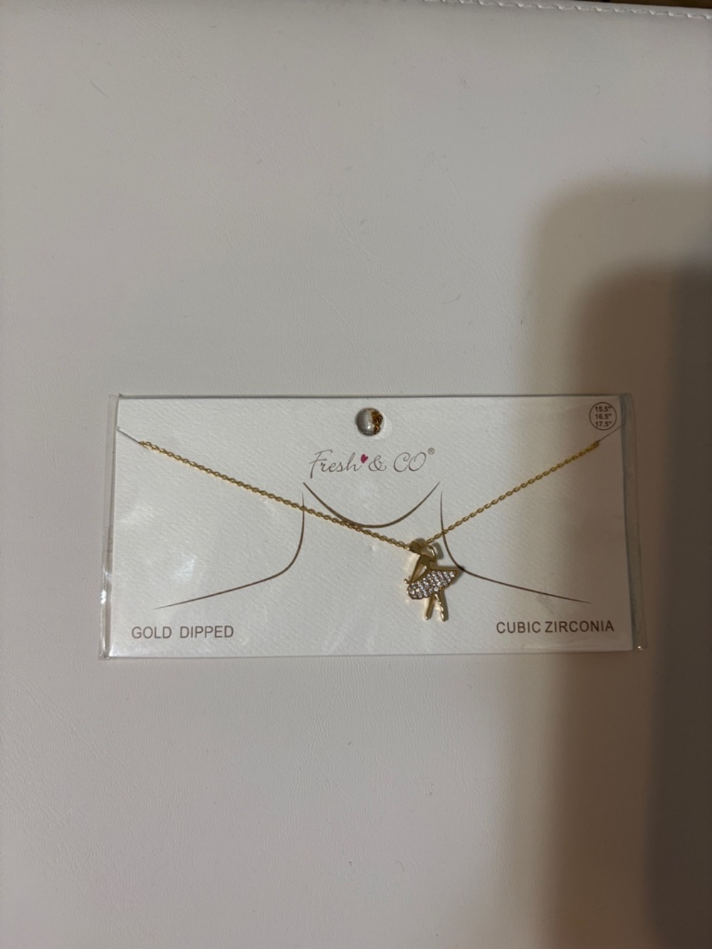 Fresh & Co Gold Dipped Ballerina Necklace with Cubic Zirconia